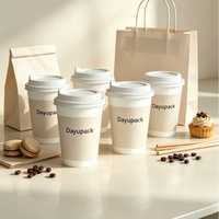 Gobelets à café jetables écologiques biodégradables DAYU PACK avec couvercles, personnalisables