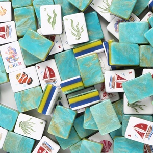 Juego de Mahjong con Temática Oceánica, Fichas Acrílicas con Sirenas y Criaturas Marinas para Reuniones Familiares, Elegante Regalo para Amantes <span class=keywords><strong>del</strong></span> Mahjong - Product Image 6