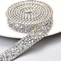 1.5cm ruban de résine Strass garniture Bling Strass cristal chaîne ruban bande fer sur robe de mariée ceinture chaussures sacs