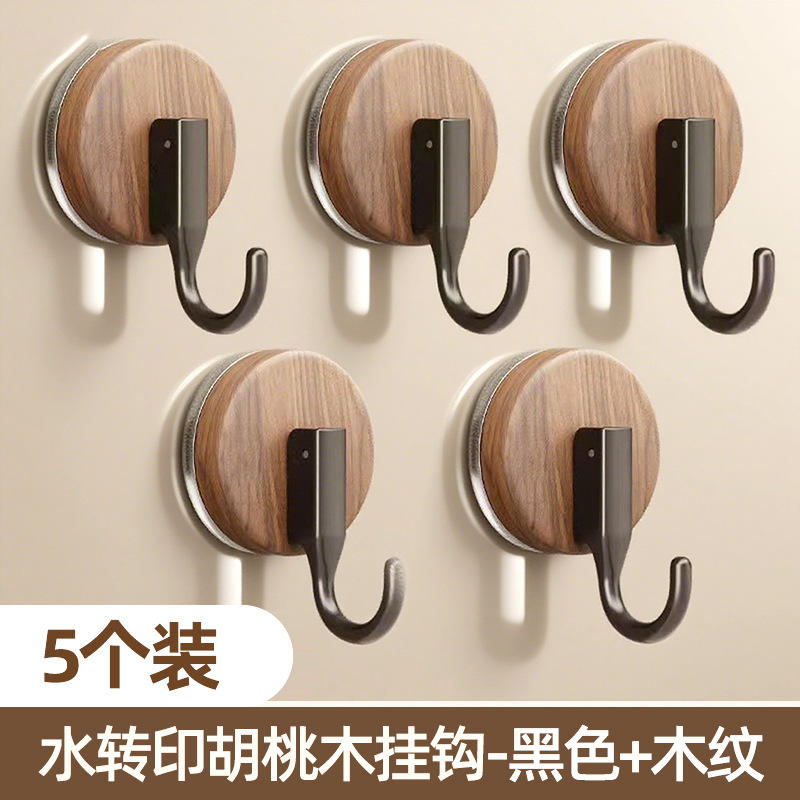 ตะขอเดี่ยวแบบถ้วยดูด ลายไม้ - ตะขอสีดำ *5