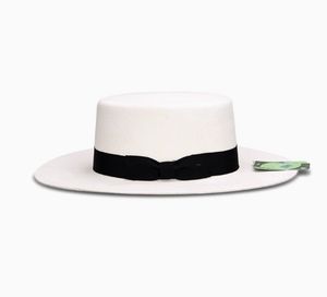 W281 Gentlemen Handmade HotSale Jazz Hat Large Brim Haute Qualité Ruban Décoration Unisexe Personnalisé <span class=keywords><strong>Pas</strong></span> <span class=keywords><strong>Cher</strong></span> 100% Chapeau Plat en Feutre de Laine - Product Image 4