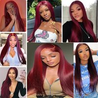 Extensions de cheveux vierges brésiliens JN Hair BUG, lisses, couleur bordeaux, double trame, doux et soyeux