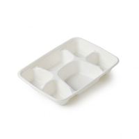 Barquettes repas rectangulaires jetables à 6 compartiments, biodégradables et compostables, en bagasse de canne à sucre, boîte en carton blanc à 6 compartiments