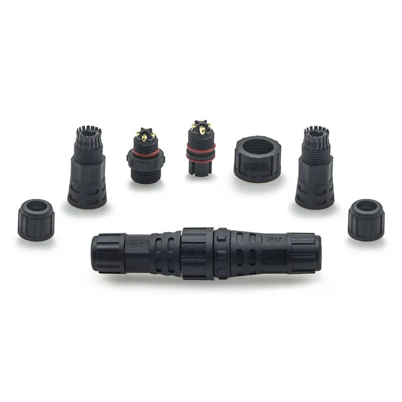 DSD straight 2 pin/3 pin nylon assembly fixing ip65 waterproof connector Screw Fixing Waterproof Connector