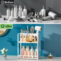 Organisateur de maquillage à 2 niveaux en acier carbone, support de rangement de bureau, pour comptoir de salle de bain