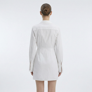 Vestido Camisero Blanco <span class=keywords><strong>para</strong></span> <span class=keywords><strong>Mujer</strong></span>, Diseño Original SHENGFU, Elegante Vestido Mini Cruzado de Manga Larga, Vestido Sexy con Cuello en V <span class=keywords><strong>para</strong></span> Oficina, OEM - Product Image 2