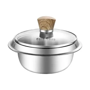 Casserole <span class=keywords><strong>de</strong></span> cuisine coréenne en acier inoxydable triple couche pour cuisson rapide et délicieuse, cuiseur à <span class=keywords><strong>riz</strong></span> instantané blanc 5L avec couvercle - Product Image 1