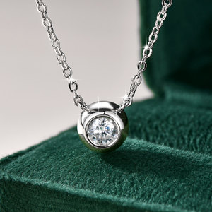 VVS1 <b>D</b> Color GRA Certified 0.5ct Moissanite <b>Necklace</b> Bezel Set Bubble Copper 14K Gold Filled daily wear jewellery for Women - Product Image 5