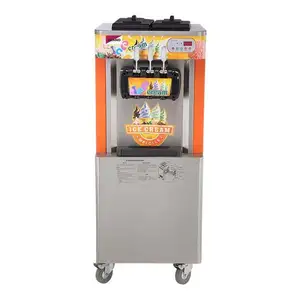 Soft Ice Cream Machine With Coin Slot Ice-Cream Machines For Commercial Use Swirl Fruits Mixing 22L Semi Automatic Cone Creme