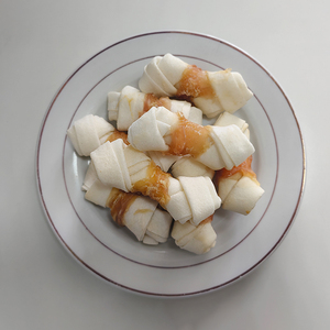 Snacks para Perros con Sabor a Pollo <span class=keywords><strong>Natural</strong></span> al por Mayor de Fábrica, Huesos de Cuero Crudo Anudados y Envueltos en Carne de Pollo, Golosinas Dentales Personalizables para Perros - Product Image 2