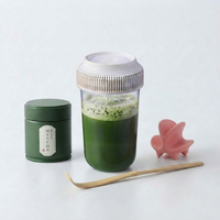 Botol Shaker Teh Hijau Matcha 560ml Bebas BPA dari PP, Cangkir Pengocok Bubuk Matcha Transparan, Produsen