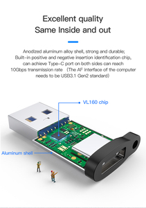 Adaptateur <span class=keywords><strong>USB</strong></span> 3.1 Type-<span class=keywords><strong>C</strong></span> Femelle vers <span class=keywords><strong>USB</strong></span> 3.0 Mâle, Convertisseur de Synchronisation de Données avec Porte-clés en Alliage d'Aluminium pour Téléphone Mobile - Product Image 4
