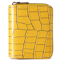 Dompet Wanita Motif Kulit Buaya dengan Ritsleting Ganda, Dompet Pendek Kulit PU, Banyak Slot Kartu, Tempat Koin untuk Wanita