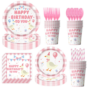 Assiettes en <span class=keywords><strong>papier</strong></span> jetables pour fête prénatale sur le thème du cigogne mignon, 7/9 pouces, pour révélation du sexe, assiettes à gâteau et desserts, ensemble <span class=keywords><strong>de</strong></span> vaisselle pour fête <span class=keywords><strong>de</strong></span> naissance <span class=keywords><strong>de</strong></span> fille - Product Image 2