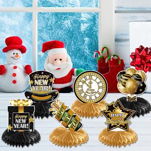 Ychon <span class=keywords><strong>bonne</strong></span> année décorations centres <span class=keywords><strong>de</strong></span> <span class=keywords><strong>table</strong></span> en nid d'abeille 2025 nouvel an fête pom boule papier décor - Product Image 4