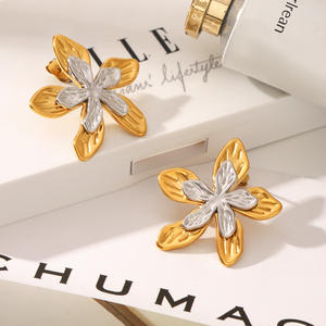 أقراط زهور عصرية متعددة الطبقات من الفولاذ المقاوم للصدأ غير قابلة للصدأ من KITI للنساء بالجملة - Product Image 6