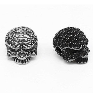 Cuentas espaciadoras con forma de calavera de Yunnique, de acero inoxidable, estilo retro, para la fabricación de pulseras, componentes de joyería de forma redonda. - Product Image 1