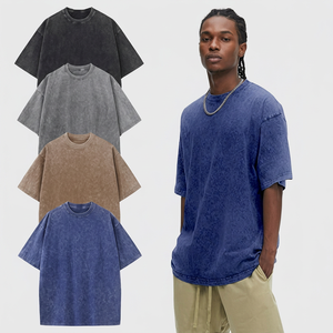 เสื้อยืดโอเวอร์ไซส์ผู้ชายสไตล์วินเทจ ผ้าฝ้าย 100% ล้างสีแบบดิจิตอล แขนสั้น คอกลม ทรงเรียบง่าย สตรีทแวร์ กันยับ - Product Image 1