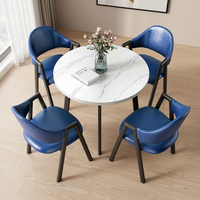 Ensemble de table et de chaises de salle à manger en faux marbre moderne, mobilier commercial adapté aux salons