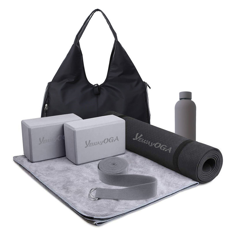Yewayoga Eco-friendly Non-slip Tpe/pu Yoga Set 7-piece Includes Yoga Mat Bag Blocks & Strap-sporty Style Custom Colors & Logo