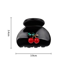 Pince à cheveux en acétate cerise, petite pince requin noire avec strass, pince à cheveux mignonne en forme de fruit pour femme, accessoires capillaires tendance
