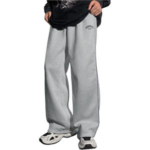 Pantalones deportivos anchos para niño FOXA, cintura alta, transpirables, color gris - Product Image 1