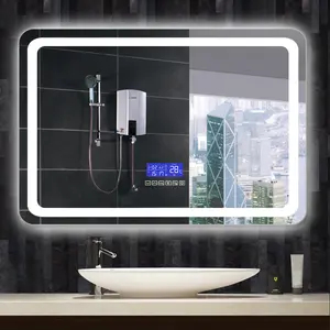 고품질 섬세한 LED 조명 욕실 미러 시계 온도 디스플레이