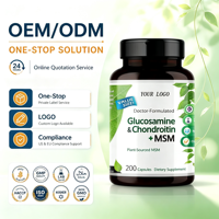 Capsules de Glucosamine Chondroïtine MSM 2KCl 200 unités – Complément de soutien articulaire – Marque privée OEM