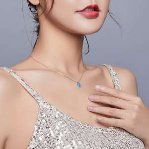 Opal đá quý trang sức vòng cổ trắng mạ vàng 925 Sterling Bạc Mặt dây chuyền trái tim Vòng cổ cho phụ nữ - Product Image 5