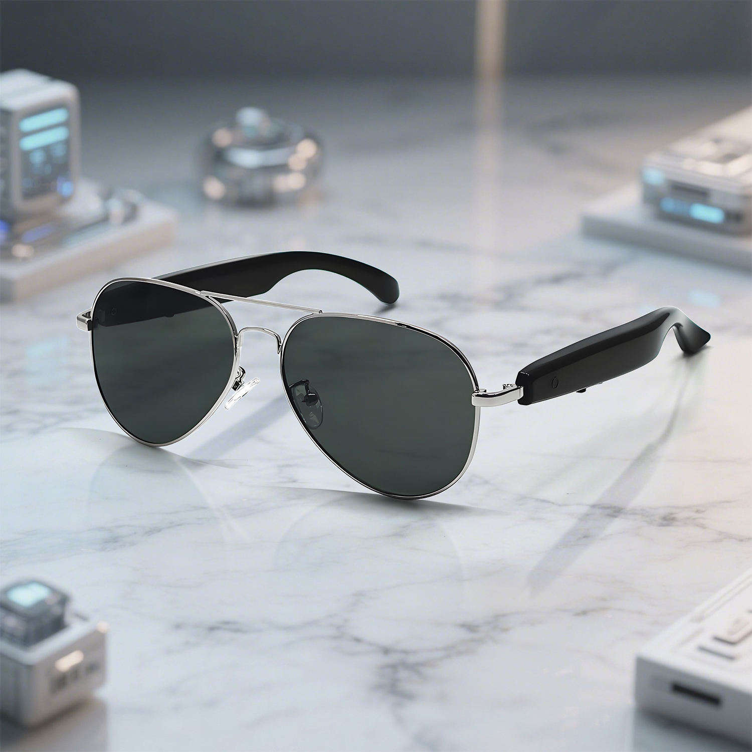 เลนส์กรอบสีเทาเงิน