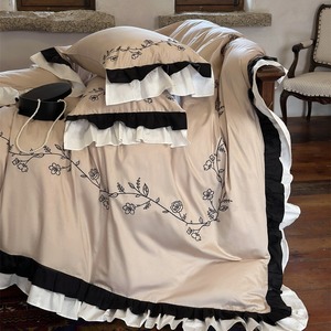 French Retro Style 100-Count Australian Cotton <b>Bedding</b> <b>Set</b> Floral Embroidered Ruffle Duvet Cover And Sheets Home Use - Product Image 3