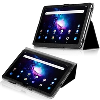Casing Tablet Kulit Bertekstur Bunga untuk TCL Tab Pro 5G, Penutup Pad dengan Penyangga