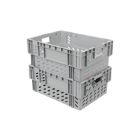 Caisse de rangement en plastique robuste, empilable et emboîtable JOIN, couleur gris, pour entrepôt et logistique