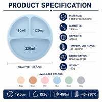 Assiette à ventouse en silicone personnalisée OEM en gros pour bébé, 3 compartiments, sans BPA, qualité alimentaire, antidérapante, pour tout-petits