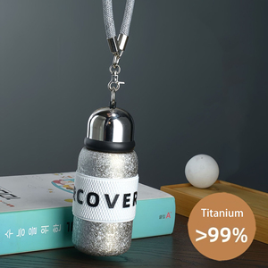 Bouteille d'eau sous vide en titane pur de 350 ml, texture flocon de neige, gobelet portable en titane avec cordon, mini tasse isolée légère - Product Image 5