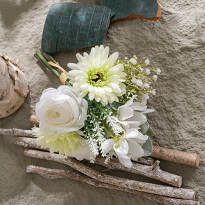 Bouquet de fleurs artificielles CallaFloral en tissu tissé blanc en plastique pour mariage et décoration intérieure CF01367 - Product Image 1