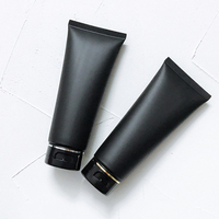 Tube cosmétique noir pour soins de la peau, conditionneur, nettoyant visage, dentifrice, tubes vides à presser avec couvercle à clapet