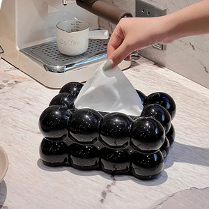 Marshmallow Tissue Box White Black Free Standing Multipurpose Tabletop Decoration For Living Room Dining Table - Product Image 2