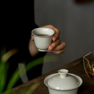 Ceramic Tasting Cup Wood Ash Color Porcelain Single Cup For Kung Fu Tea Set Chinese Tea Cup Household Use - Product Image 4