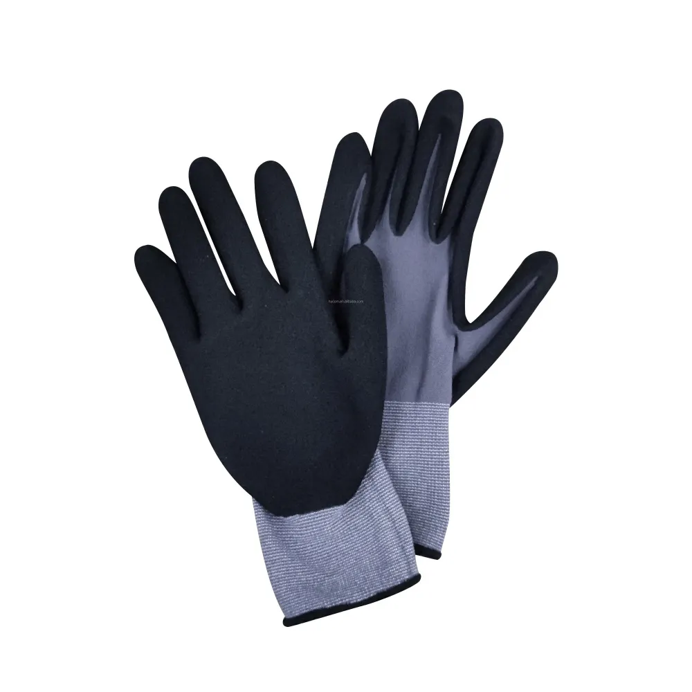 HYCOM N15SN Nylon Nitrile Sandy Finish Glove Industrial Work Glove Nitrile Coated Safety Working Hand Gloves for Industry