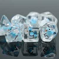 Desain unik 7-die polihedral transparan bebek Dnd cairan inti dadu Resin cairan inti dadu Resin Set untuk papan permainan