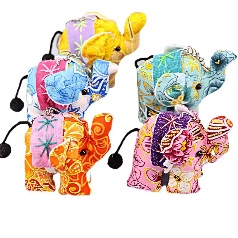 Portachiavi elefante in tessuto ricamato personalizzato/regalo portafortuna/ciondolo Charm borsa ecologica