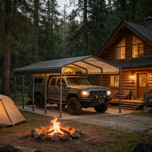 เต็นท์โรงรถ, ที่จอด<span class=keywords><strong>รถ</strong></span>แบบมีโครงเหล็กและหลังคา, เต็นท์คลุม<span class=keywords><strong>รถ</strong></span>, ที่บังแดดสำหรับรถกระบะ, เรือ, <span class=keywords><strong>รถ</strong></span>ยนต์ และรถแทรกเตอร์ - Product Image 2