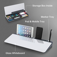 Petit tableau blanc de bureau en verre, support de clavier d'ordinateur avec tiroir, organisateurs de bureau pour le bureau