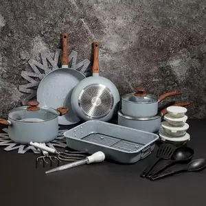 28pcs sang trọng Cookware Set không dính rang xay nấu ăn Pan và Pot Set với rang xay công cụ