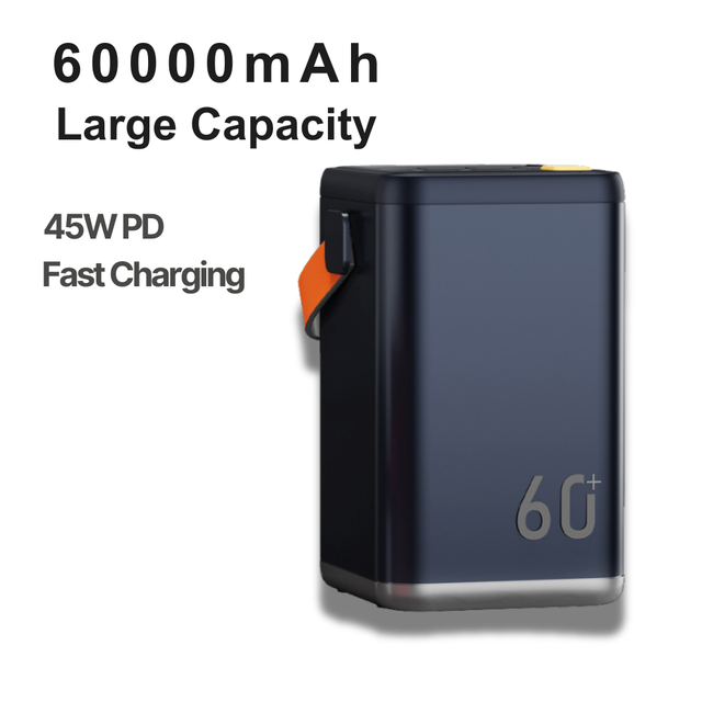 60000mAh Li-Polymer Battery Power Bank 45W PD Fast Charging 6-Port (2 USB-A 4 Type-C) Portable External Battery for Phone Laptop