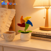 Fleur au crochet faite à la main, pot de fleurs blanc, feuilles de moulin à vent, cadeau de remise de diplôme, décoration de bureau éternelle, vente en gros