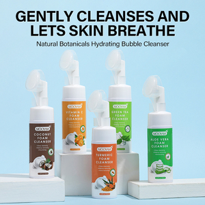 Aminoácido té verde Aloe limpiador Facial rica espuma limpieza Facial Mousse limpieza con cepillo de masaje cabeza limpiador Facial - Product Image 4