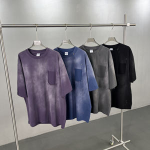 Chemise Homme Manches Courtes Tricotée Oversize Style Vintage Urbain Rétro Imprimé Poches Déchirées Effet Vieilli Lavé 100% Coton - Product Image 2