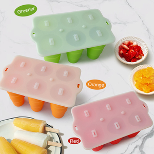 J-287 6 khoang Vòng gấp <span class=keywords><strong>Ice</strong></span> Cream <span class=keywords><strong>Silicone</strong></span> khuôn BPA miễn phí đông lạnh làm cho Popsicle Sorbet <span class=keywords><strong>Ice</strong></span> lưới với nắp & gậy gỗ - Product Image 1